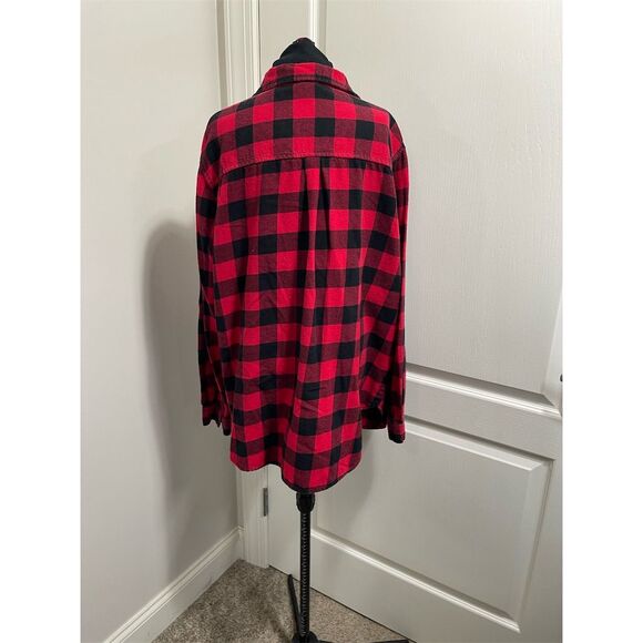 Beachlunchlounge Women's XL Red Plaid Button-Up Long Sleeve Shirt - Picture 3 of 9